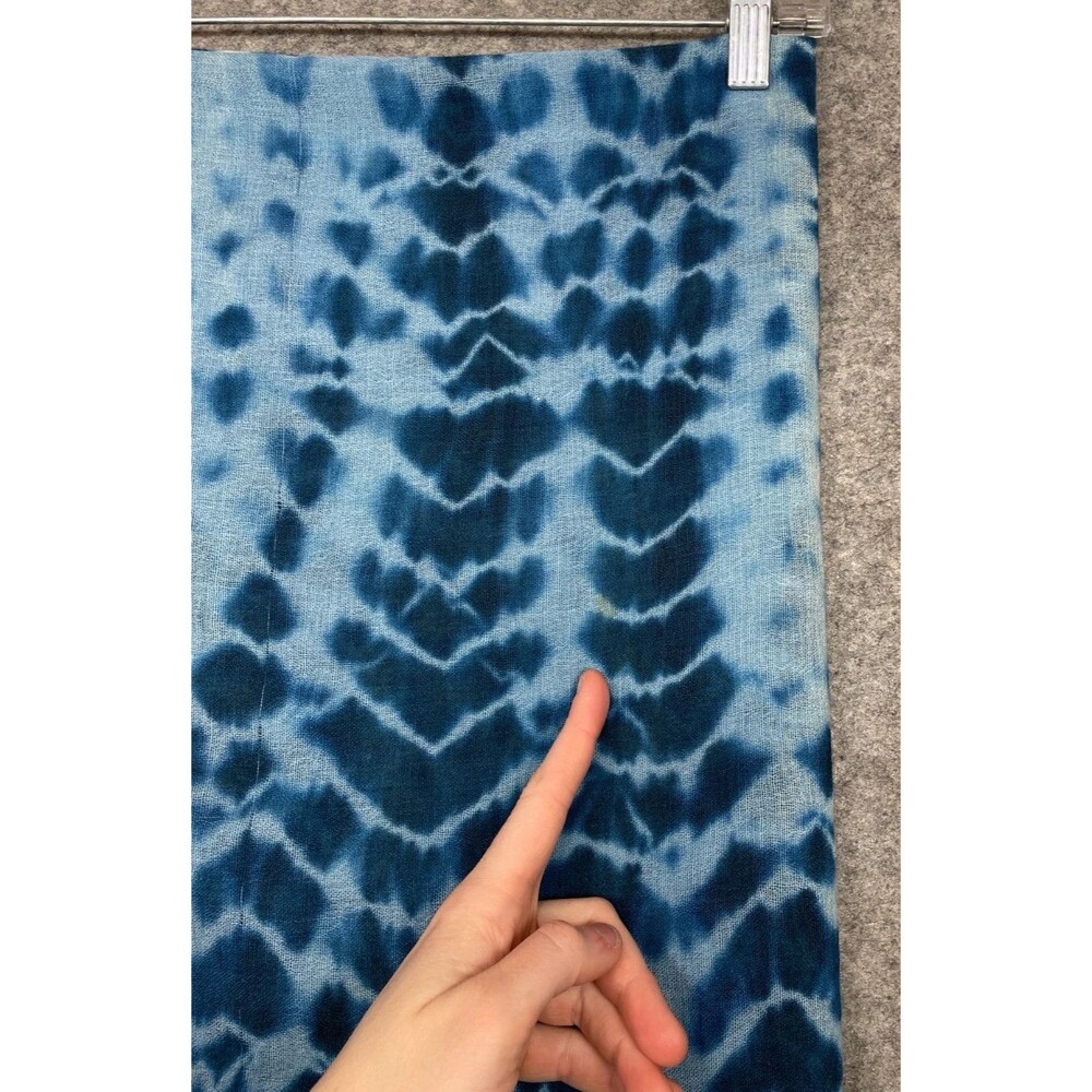 Vintage Shibori Wool Gauze Scarf Wrap Shawl Indigo Blue Hand Dyed Boho 73x57 - Picture 4 of 11